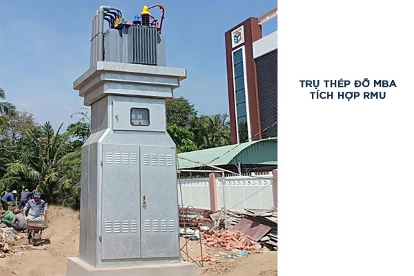 Trụ thép đỡ MBA tích hợp RMU