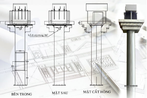 Trụ Thép Đỡ Máy Biến Áp Dạng Tròn Trạm 400kVA, 630kVA