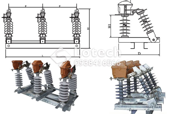 ban-ve-cau-tao-lbs-vina-electric-cau-dao-phu-tai-chem-dung Bản vẽ cấu tạo LBS Vina Electric - cầu dao phụ tải chém đứng