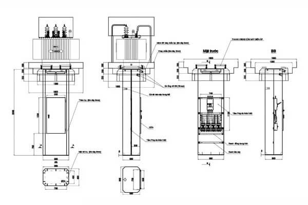 ban-ve-tram-bien-ap-hop-bo-kieu-dung-1-tru-thep Bản vẽ trạm biến áp hợp bộ kiểu đứng 1 trụ thép đơn thân