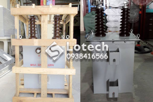 mba-cap-nguon-recloser-22kv-220v-1-pha-2-su-vuong Máy biến áp cấp nguồn Recloser 22kV/220V loại vuông 1 pha 2 sứ ngâm dầu