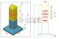 Bản Vẽ Cột Mốc Bê Tông Cảnh Báo Cáp Ngầm Điện Lực - Lotech