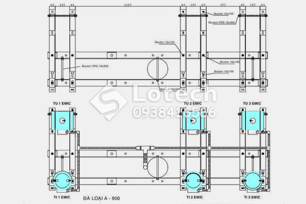 Bản vẽ bộ đà lắp TU TI trung thế