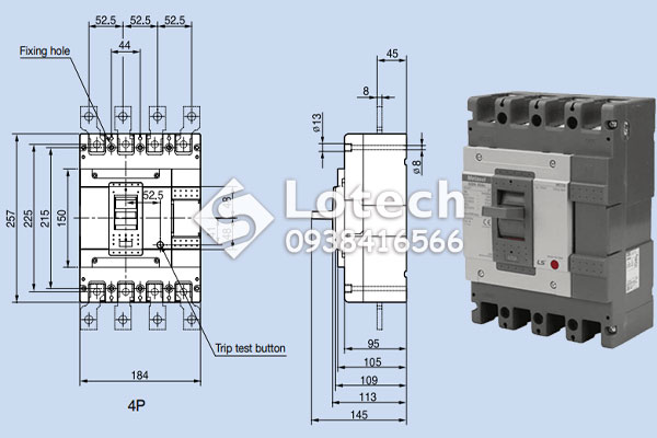 ban-ve-cau-tao-aptomat-ls-mccb-4p-abn404c Bản vẽ cấu tạo Aptomat LS MCCB 4 Pha ABN404c