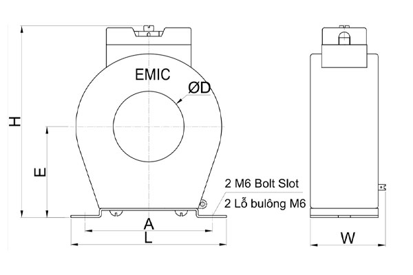ban-ve-cau-tao-bien-dong-do-luong-ha-the-ct-0-6-emic Bản vẽ cấu tạo biến dòng đo lường hạ thế CT-0.6