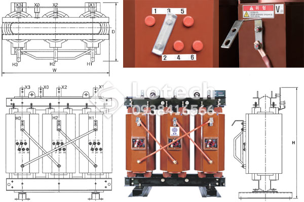 Bản vẽ cấu tạo máy biến áp khô KP Electric