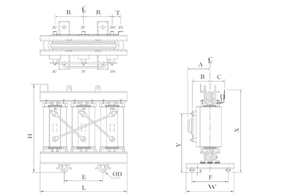 Bản vẽ máy biến áp khô Shihlin tole silic
