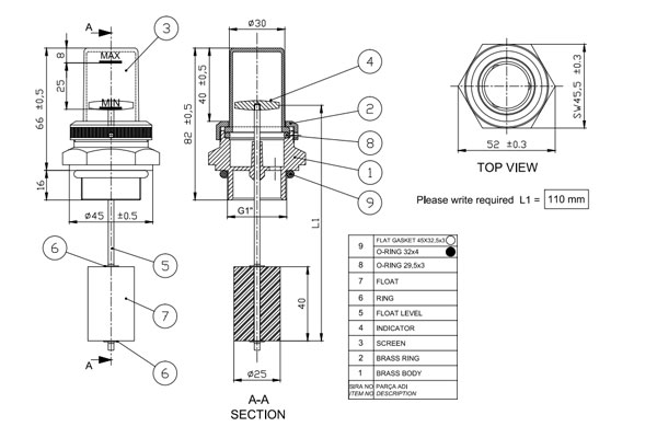 ban-ve-phao-chi-thi-muc-dau-dat-doc-r1-l170-ares Bản vẽ phao chỉ thị mức dầu máy biến áp R1 L170 hãng ARES