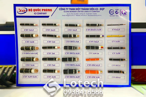 Các loại cáp điện hạ thế, cáp ngầm, cáp chống cháy Z43 Bộ Quốc Phòng