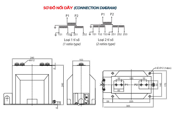 so-do-noi-day-do-dem-trung-the-bien-dong-emic-6-15kv-duc-chan-khong-2-mach-trong-nha Sơ đồ nối dây đo đếm trung thế Biến dòng EMIC 6-15kV đúc chân không 2 mạch trong nhà