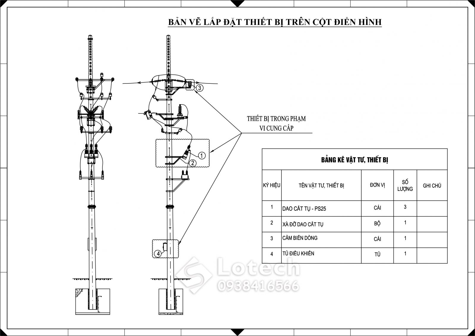 ban-ve-lap-dat-thiet-bi-tu-bu-trung-the-tren-cot Bản vẽ lắp đặt thiết bị tụ bù trung thế trên cột