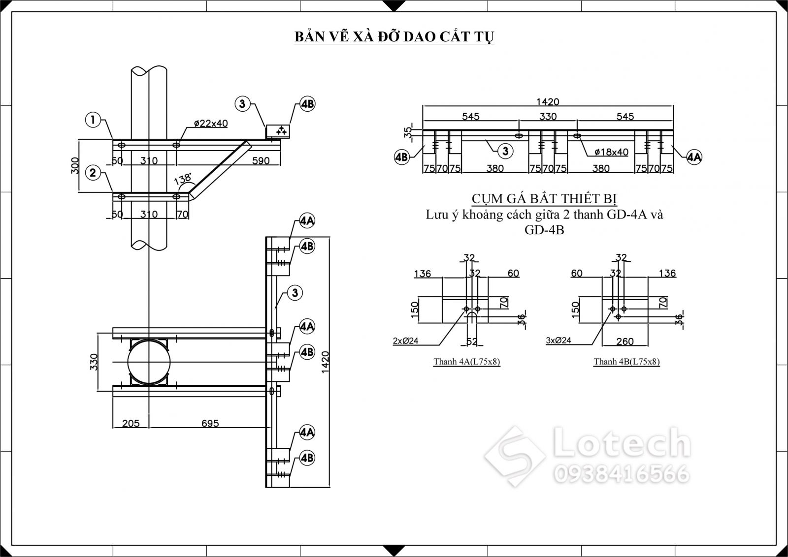 ban-ve-xa-do-dao-cat-tu-bu-1-pha-trung-the Bản vẽ xà đỡ dao cắt tụ bù 1 pha trung thế