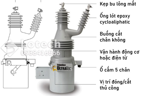 cau-dao-dao-cat-tu-bu-1-pha-ultravac Cấu tạo dao cắt tụ bù 1 pha UltraVAC