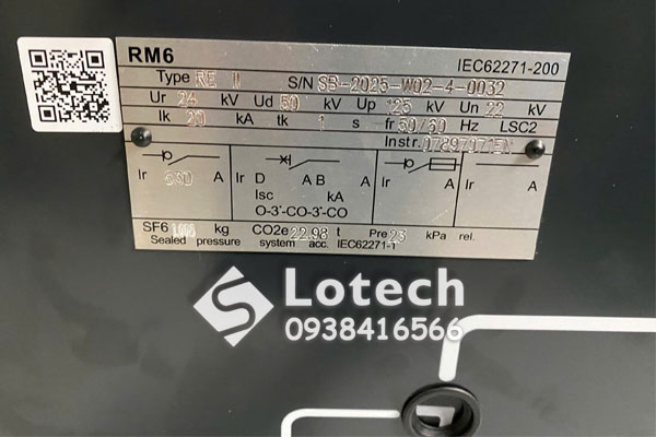 nameplate-tu-schneider-rm6-re-ii-24kv Nameplate tủ Schneider RM6 RE-II 24kV